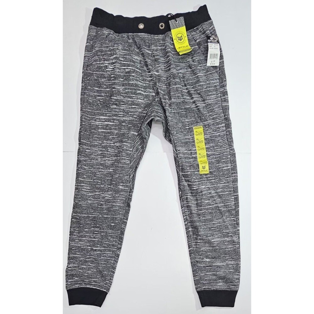 Stylo Mens Jogger Pants XL Black Space Dye Sweatpants NWT Missing Drawstring